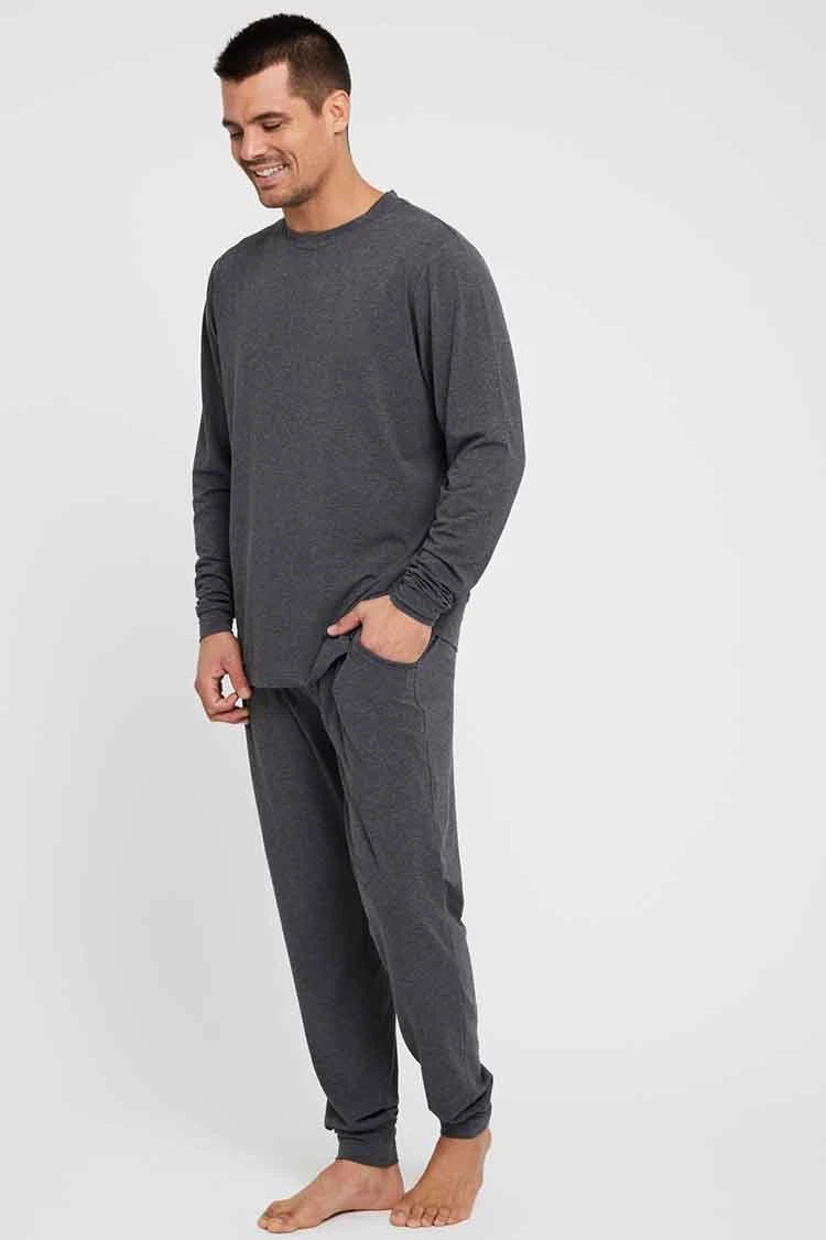 Organic Bamboo Long Sleeve Loungewear for Men Eco Friendly Sleepwear Organic Nightwear Pajama Sets Man Homewear Pyjama Sustainable Lounge Set