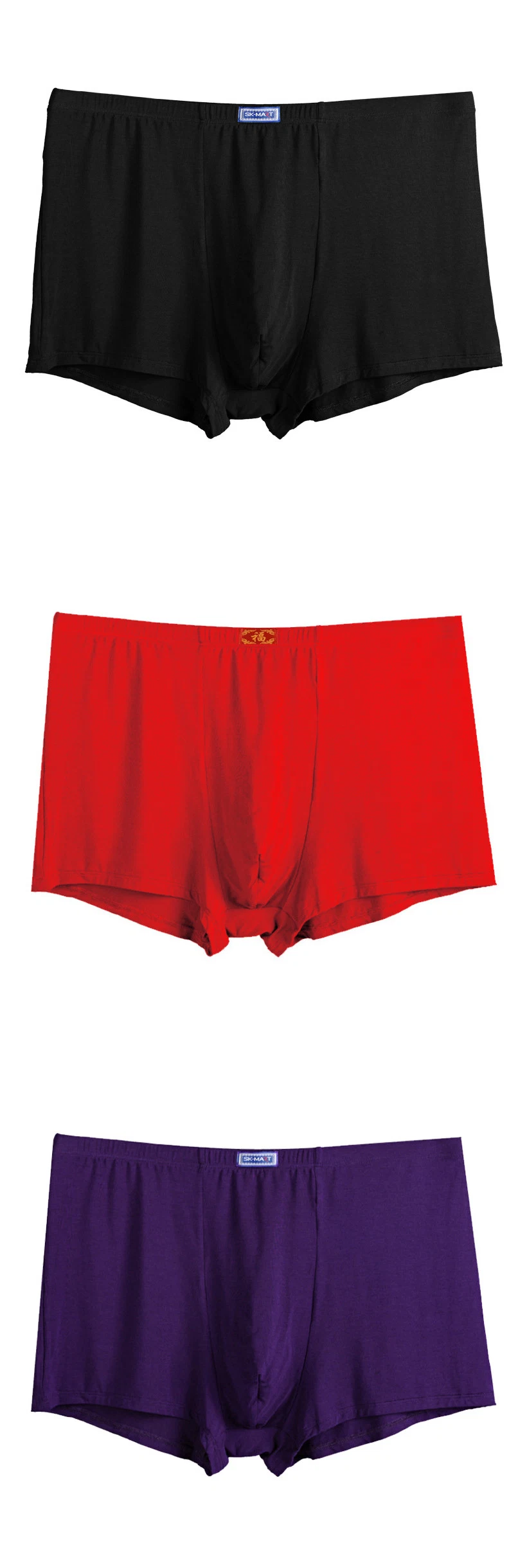 Custom Comfortable Boxer Shorts Briefs Bamboo Fabric Red Plus Size Underwear for Men