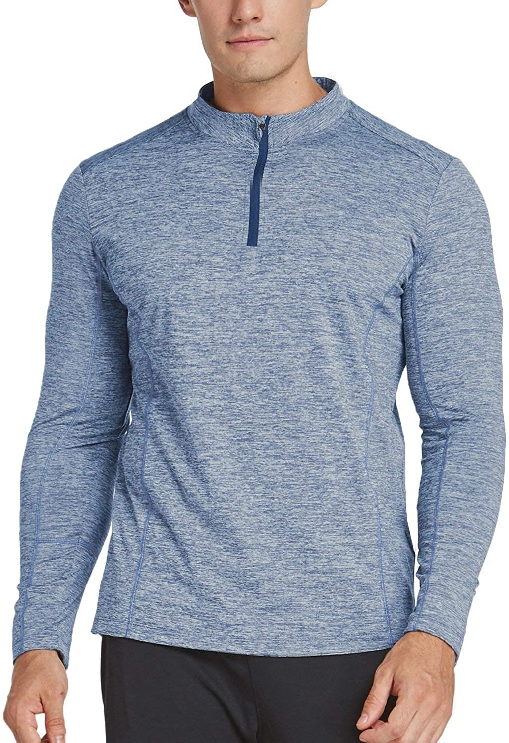 Wholesale Men&prime;s 1/4 Zip Pullover Running Shirts Long Sleeved Tops Active Wear