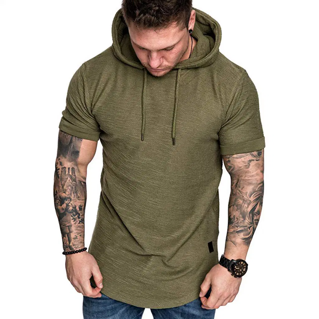 Wholesale Custom Logo Blank Summer Pullover Mens Drawings Lightweight Short Sleeve Bamboo Clothing Hemp Hoodie