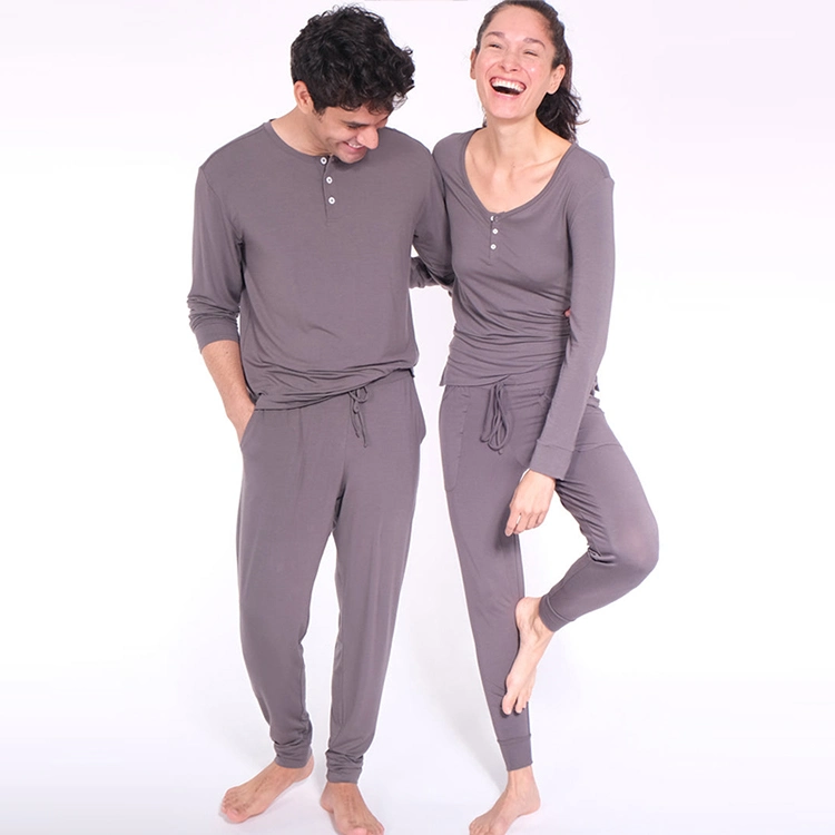 Organic Bamboo Henley Top and Sleep Pant Eco Friendly Women&prime;s Sleepwear Sustainable Jersey Pyjamas for Women
