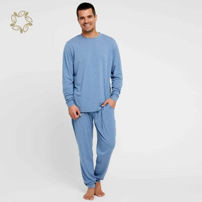 Cotton Jersey Loungewear for Men Custom Men Lounge Organic Pijama Bamboo Loungewear Men Pyjamas Fall Bamboo Pajamas Eco