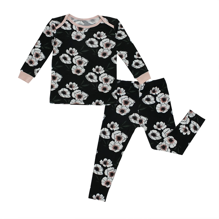 Kids Bamboo Pajamas Children Baby Two-Piece Set Toddler Girl Pyjamas Printed Long Sleeved Shirt and Legging
