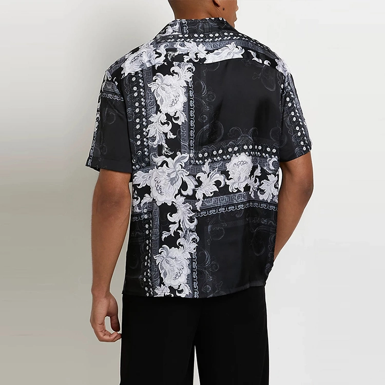 Organic Bamboo Regular Fit Floral Revere Shirt Short Sleeve Men&prime;s Flower Shirt Sustainable Resort Shirt Eco Friendly