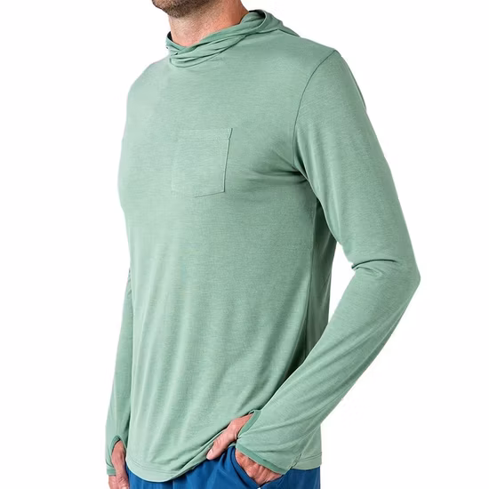 Hot Sale Performance Long Sleeve Fishing Shirt Hoodie Custom Hooded Bamboo Fishing Shirt with Thumb Hole