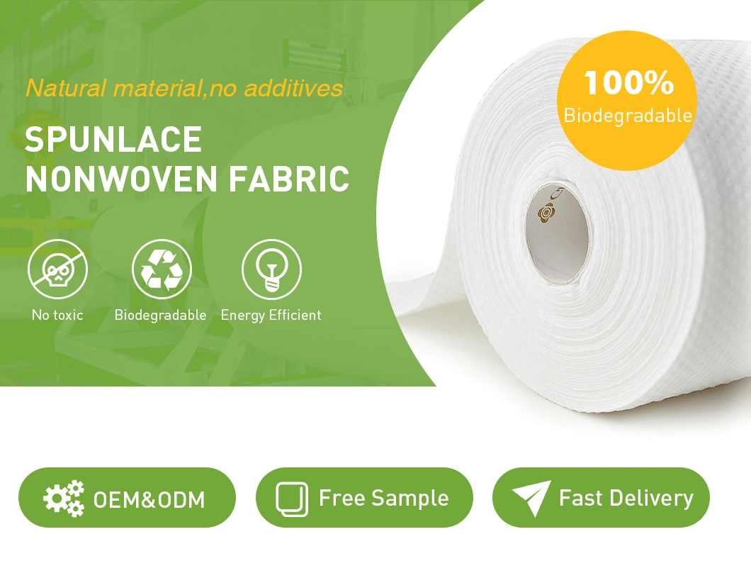 Biodegrad PLA Bamboo Woodpulp Rayon Viscose Spunlace Nonwoven Non-Woven Fabric for Wet Wipes