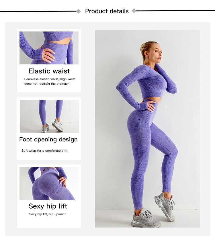 Wholesale Seamless Long-Sleeved Top Tights Casual Ladies Yoga Sexy Sports Wear
