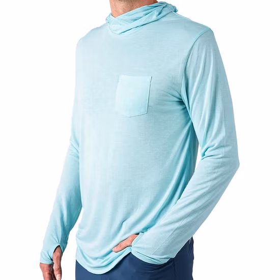 Hot Sale Performance Long Sleeve Fishing Shirt Hoodie Custom Hooded Bamboo Fishing Shirt with Thumb Hole