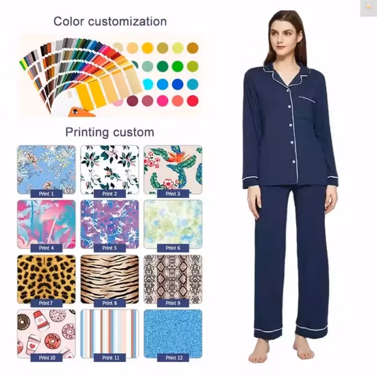 Organic Bamboo Henley Top and Sleep Pant Eco Friendly Women&prime;s Sleepwear Sustainable Jersey Pyjamas for Women