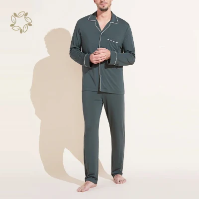 Sustainable Bamboo Mens Loungewear Organic Mens Custom Pyjamas Eco Friendly Men′s Lounge Wear