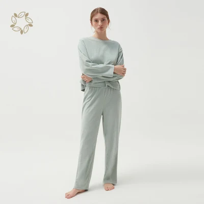 Organic Cotton Velour Pyjamas for Women Sustainable Bamboo Velour Women′ S Sleepwear Eco Friendly Women′ S Sleepwear